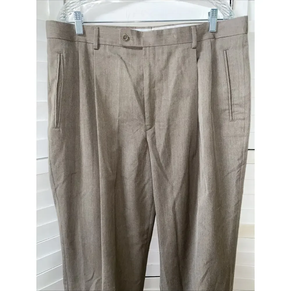 Braggi by Louis Raphael Men’s Pants 38x32 Pleated Cuffed Dress Slacks Khaki